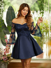 Satin Lace Long Sleeves Short/Mini Dresses SYH60