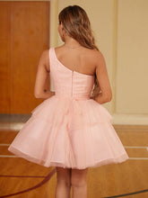 Tulle Ruffles One-Shoulder Short/Mini Dresses SYH57