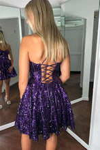 Spaghetti Strap Homecoming Dress Short Purple Prom Dress SYH95