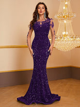 Women's Contrast Sequin embroidered Mermaid Hem Sequin Prom Dress