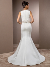 Wedding Dresses Bateau Neck Cathedral Train Satin Regular Straps Vintage Inspired with Beading