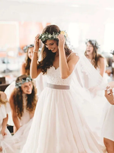 Wedding Dresses Spaghetti Strap Court Train Lace Tulle Sleeveless Country Romantic Beach with Sashes  Ribbons Pleats Appliques