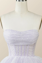 Lavender Strapless Cowl Neck Short A-line Homecoming Dress Y2780
