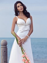Wedding Dresses Sweetheart Neckline  Stretch Satin Spaghetti Strap Open Back with Beading