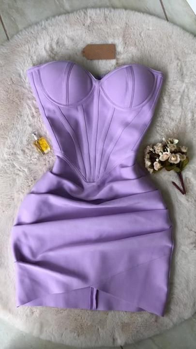 Violet Color Strapless Ruched Bodycon Dress Mini Homecoming Dress Y4367