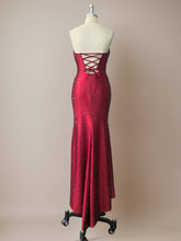 Red Mermaid Strapless Long Prom Dress with Beads