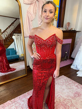 Red Velvet Off-the-Shoulder Prom Dress with Ruched Bodice
