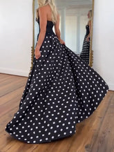 Retro-Chic Black and White Polka Dot Strapless Corset Prom Dress