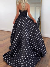 Retro-Chic Black and White Polka Dot Strapless Corset Prom Dress