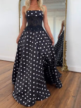 Retro-Chic Black and White Polka Dot Strapless Corset Prom Dress