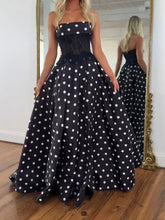 Retro-Chic Black and White Polka Dot Strapless Corset Prom Dress