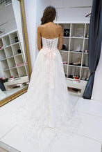 Romantic White A-line Lace Off Shoulder Wedding Dresses, Bridal Gowns, MW601