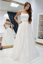Romantic White A-line Lace Off Shoulder Wedding Dresses, Bridal Gowns, MW601