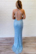 Royal Blue Sequin Mermaid Long Prom Dress SYP86