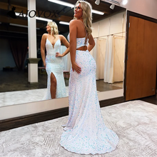 Royal Blue Sequin Prom Dress Split SYP109