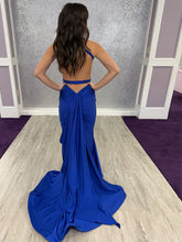 Royal Blue V-Neck Ruched Low Waist Spaghetti Straps Prom Dress