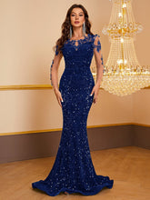 Women's Contrast Sequin embroidered Mermaid Hem Sequin Prom Dress