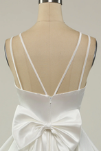 White Satin A-line Graduation Dress White Short Homecoming Dress Y1849