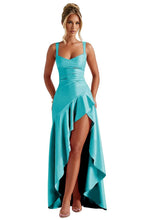 Satin Ruffles Prom Dresses for Teens Hi-Low Aline Cocktail Dresses for Women QA204