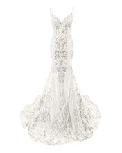 Trumpet/Mermaid Spaghetti Straps Sparkly Sequin Lace Applique Long Prom Dress