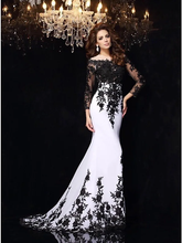 Wedding Dresses Bateau Neck Lace Tulle Lace Over Satin Long Sleeve Sexy Black Illusion Sleeve with Appliques