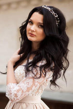 Satin A-line Illusion Long Sleeves Wedding Dresses With Lace Appliques, MW640