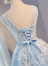 Scoop Neck Short Tulle Homecoming Dress Party Dress With Appliques Lace PG137