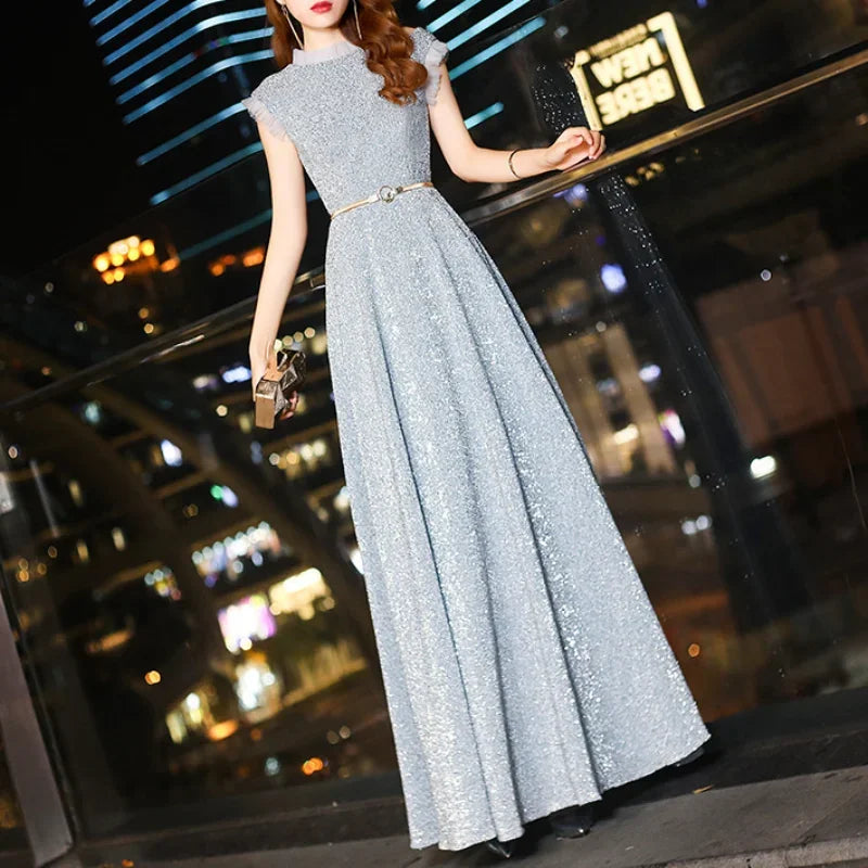 Elegant Sleeveless Slim Waist Evening Party Dresses 2025 New Fashion O-neck Prom Vestidos Sexy Wedding Party Dress