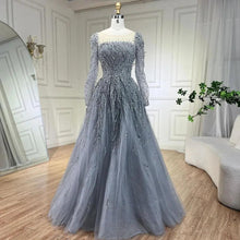 Serene Hill Muslim Pink A Line Beaded Luxury Dubai Long Evening Dresses Gowns   For Woman Wedding Party