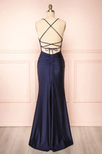 Sexy Halter Navy Blue Wedding Guest Dress Sleeveless With Split