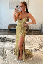 Plunging Neckline Prom Dress Long Prom Dress with Slit SYP171