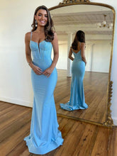 Jordyn |Mermaid Spaghetti Straps Beaded Satin Long Prom Dress