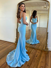 Jordyn |Mermaid Spaghetti Straps Beaded Satin Long Prom Dress
