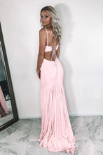 V Neck Mermaid Pink Prom Dress With Slit SYP108