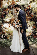 Simple Chiffon Lace A-line Sweetheart Strapless Beach Wedding Dress, MW642