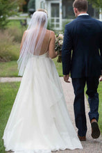 Simple Ivory A-line V-neck Backless Wedding Dresses, Beach Wedding Dress, MW557