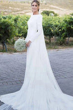 Simple Modest Long Sleeves Sheath Bridal Dresses Country Wedding Dress, MW515