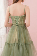 Simple Sage Green Tulle Round Neck Homecoming Graduation Dresses PD434