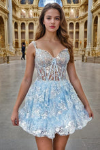 A-Line Spaghetti Straps Sequin Appliques Homecoming Dresses