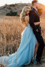 Sky Blue Flowy Prom Dresses Evening Party Gown SYP38