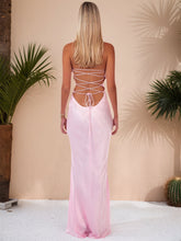 Spaghetti Straps Lace Up Satin Long Prom Dress