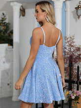 Short Spaghetti Straps Sequin Prom Dresses SYH99