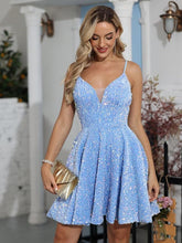 Short Spaghetti Straps Sequin Prom Dresses SYH99