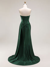 Sparkly Mermaid Strapless Corset Ruched Long Prom Dress