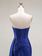 Sparkly Mermaid Strapless Corset Ruched Long Prom Dress