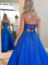 Sparkly A Line Cut Out Sweetheart Long Prom Dress with Beading