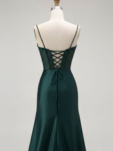 Sparkly Satin Mermaid Long Corset Prom Dress with Beading