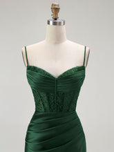 Sparkly Satin Mermaid Long Corset Prom Dress with Beading