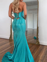 Sparkly Mermaid Keyhole Long Beaded Prom Dress with Slit