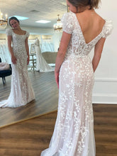 Square Neck Puff Sleeves Appliques Tulle Long Prom Dress
